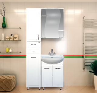 Зеркальный шкаф с подсветкой Misty Лиана 55см левый белый